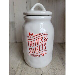 Hallmark treats sweets cookie jar white Xmas home decor figure‎ kitchen